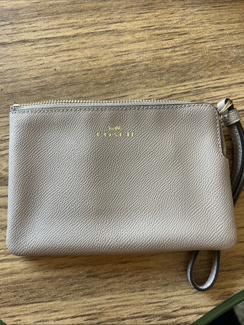 Coach wristlet tan leather